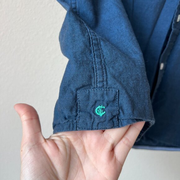 Criquet Navy Short Sleeve Cotton Button Down Shirt Size L - Picture 4 of 5